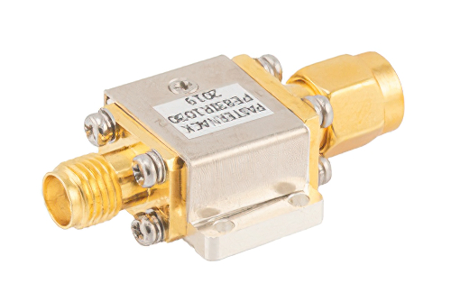 Isolator with 10 dB Isolation from 6 GHz to 18 GHz, 10 Watts and SMA Male to SMA Female
