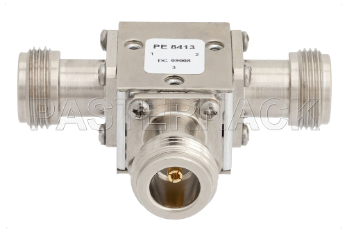 サーキュレータ、20 dB アイソレーション、7 GHz 〜 12.4 GHz、10 W、N メス