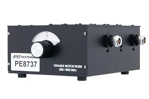 3 セクション チューナブル バンドリジェクト フィルタ、N メス コネクタ、動作範囲 500 MHz 〜 1,000 MHz、1% 帯域幅