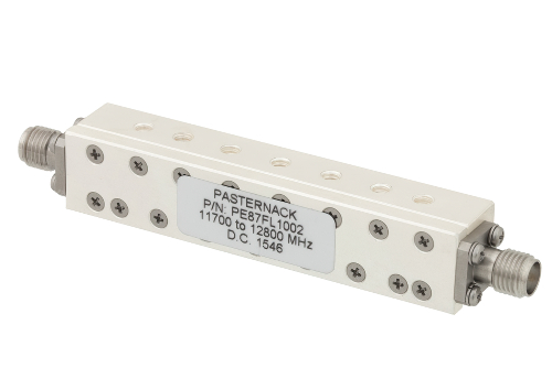 7 セクションバンドパスフィルタ、SMA メス コネクタ、動作範囲 11.7 GHz 〜 12.8 GHz、1.1 GHz 通過帯域