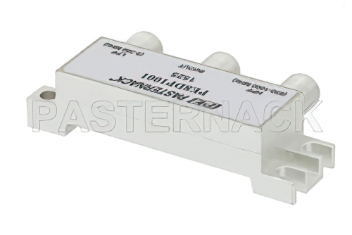 ダイプレクサ 75 Ω F型 メス、5 〜 390 MHz ローパス、650 〜 1,000 MHz ハイパス