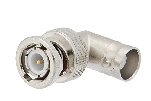 BNC オス 〜 BNC メス 直角アダプタ