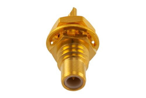 N メス バルクヘッド マウントコネクタ, クランプ/はんだ接続, RG58, RG55, RG141, RG142, RG223, RG400, D穴 0.177 X 0.193 インチ