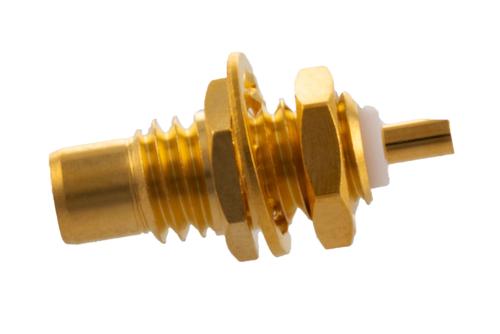 N メス バルクヘッド マウントコネクタ, クランプ/はんだ接続, RG58, RG55, RG141, RG142, RG223, RG400, D穴 0.177 X 0.193 インチ