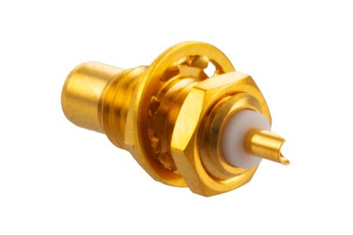 N メス バルクヘッド マウントコネクタ, クランプ/はんだ接続, RG58, RG55, RG141, RG142, RG223, RG400, D穴 0.177 X 0.193 インチ