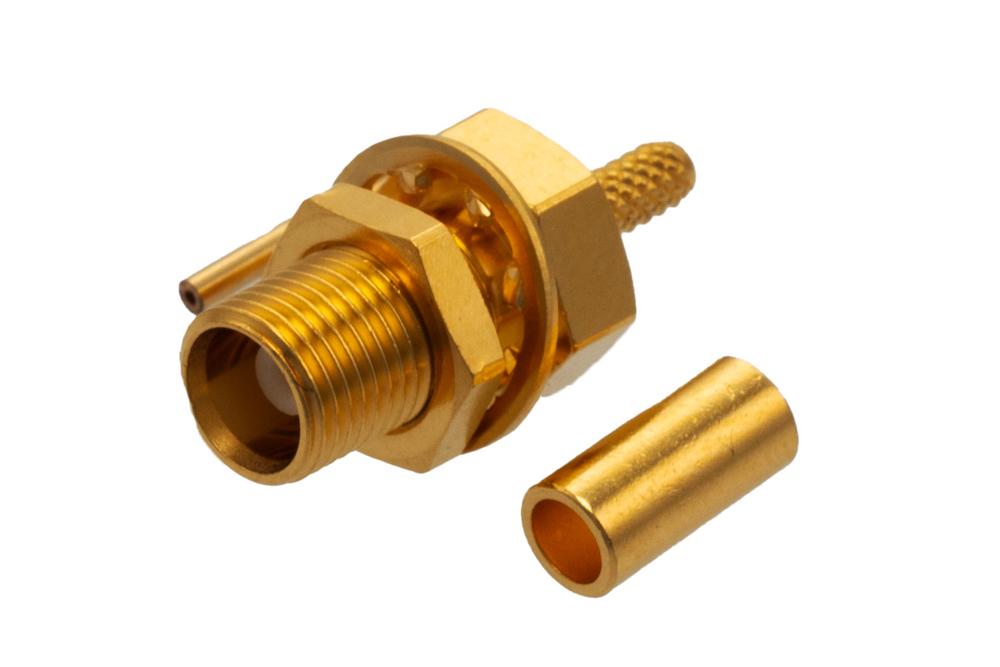 MCX Jack Bulkhead Mount Connector Crimp/Solder Attachment for RG178, RG16, .177 inch D Hole