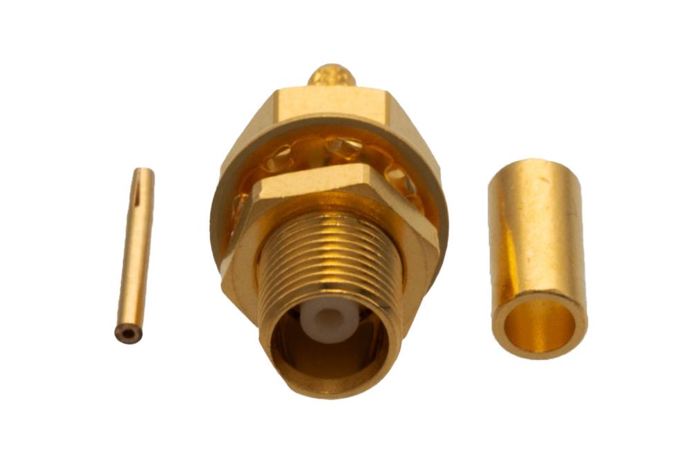 MCX Jack Bulkhead Mount Connector Crimp/Solder Attachment for RG178, RG16, .177 inch D Hole