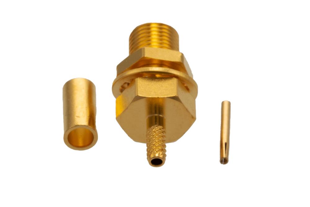 MCX Jack Bulkhead Mount Connector Crimp/Solder Attachment for RG178, RG16, .177 inch D Hole