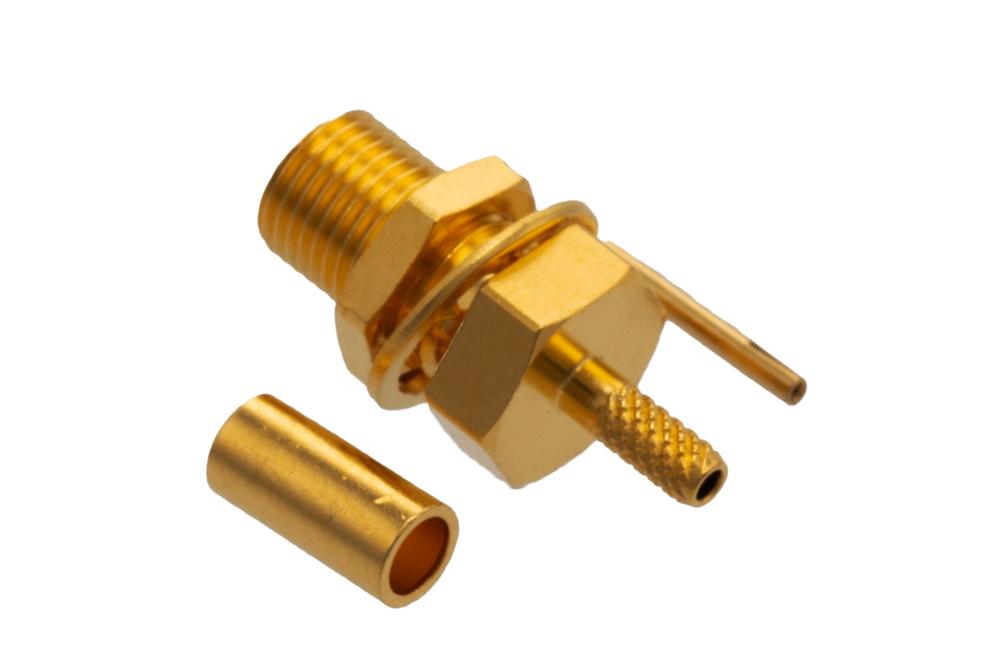 MCX Jack Bulkhead Mount Connector Crimp/Solder Attachment for RG178, RG16, .177 inch D Hole