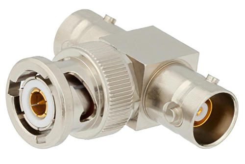 BNCトライアキシャル「T字」アダプタ、オス-メス-メス