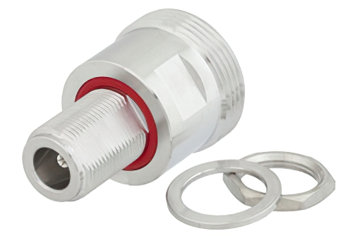 7/16 DIN メス 〜 N メス バルクヘッドマウントアダプタ、IP67嵌合時