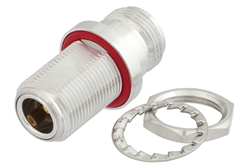 バルクヘッドマウント N メス 〜 N メス アダプタ、IP67非嵌合時含む