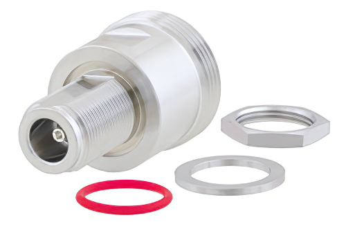 バルクヘッドマウント 7/16 DIN メス 〜 N メス アダプタ、IP67非嵌合時含む