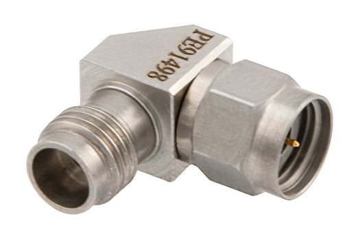 2.4mm オス 〜 2.4mm メス 留め継ぎ直角 アダプタ