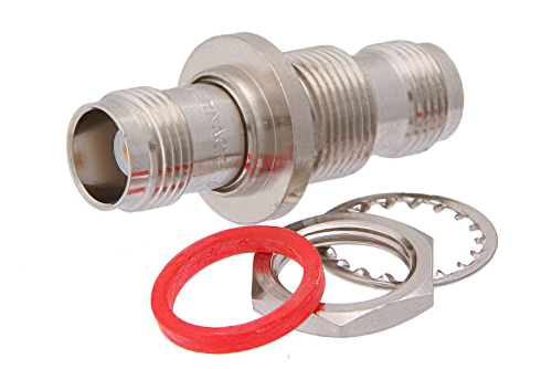 気密シール TNC メス 〜 TNC メス バルクヘッドマウントアダプタ