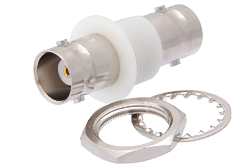 バルクヘッドマウント絶縁グラウンド BNC メス 〜 BNC メス バルクヘッドマウントアダプタ