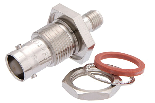 SMA メス 〜 BNC メス バルクヘッドマウントアダプタ