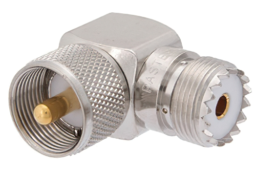 UHF オス 〜 UHF メス 直角アダプタ