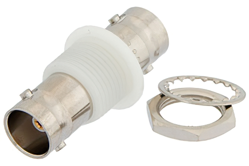 バルクヘッドマウント絶縁グラウンド 75 Ω BNC メス 〜 75 Ω BNC メス アダプタ