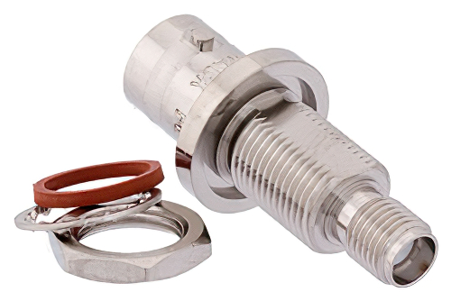 バルクヘッドマウント SMA メス 〜 BNC メス アダプタ