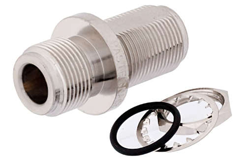 バルクヘッドマウント気密シール 75 Ω N メス 〜 75 Ω N メス アダプタ