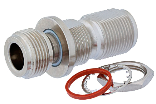 絶縁グラウンド 75 Ω N メス 〜 75 Ω N メス バルクヘッドマウントアダプタ