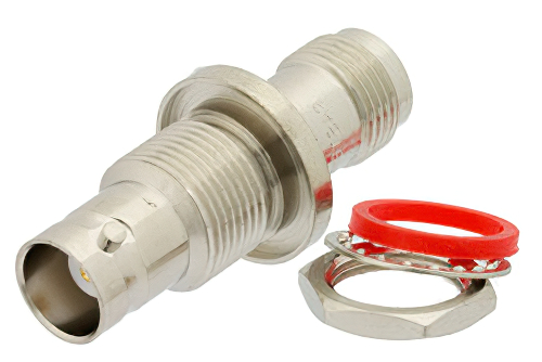 気密シール TNC メス 〜 BNC メス バルクヘッドマウントアダプタ