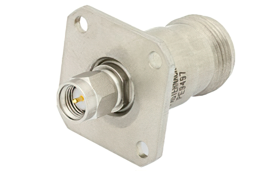 プレシジョン SMA オス 〜 N メス 4ホールパネルマウントアダプタ