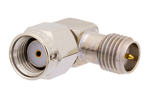 逆極性 SMA オス 〜 逆極性 SMA メス 直角アダプタ