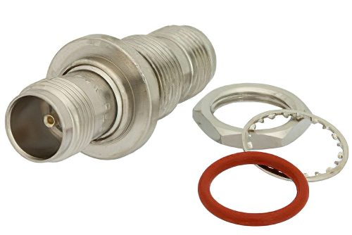 バルクヘッドマウント気密シール 75 Ω TNC メス 〜 75 Ω TNC メス アダプタ