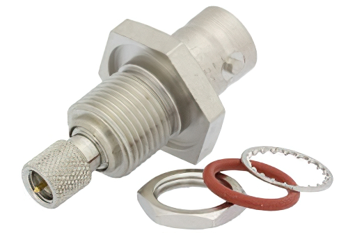 バルクヘッドマウント 10-32 オス 〜 BNC メス アダプタ