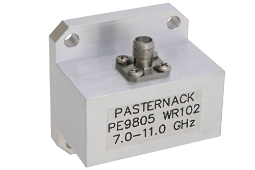 WR-102、UG-1493/U、スクエアカバーフランジ、SMA メス、導波管 〜 同軸アダプタ、7 GHz 〜 11 GHz、X 周波帯
