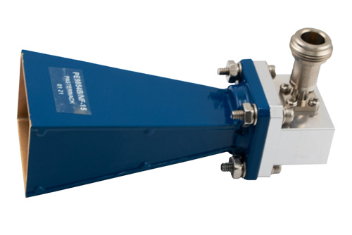 WR-62 導波管 標準 ゲインホーンアンテナ 動作周波数 12.4 GHz ～ 18 GHz, 公称値 15 dB 利得,  N メス 入力