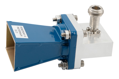 WR-102 導波管 標準 ゲインホーンアンテナ 動作周波数 7 GHz ～ 11 GHz, 公称値 10 dB 利得,  N メス 入力