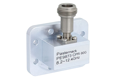 WR-90、CPR-90G、溝付きフランジ、N メス、導波管 〜 同軸アダプタ、8.2 GHz 〜 12.4 GHz、X 周波帯