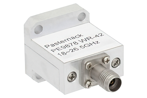 WR-42、スクエアカバーフランジ、エンドランチ 2.92mm メス、導波管 〜 同軸アダプタ、18 GHz 〜 26.5 GHz、K 周波帯