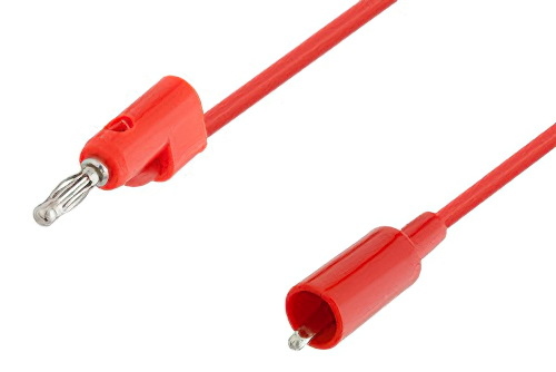 Banana Plug to Alligator Clip Cable 12 Inch Length Using Red Wire