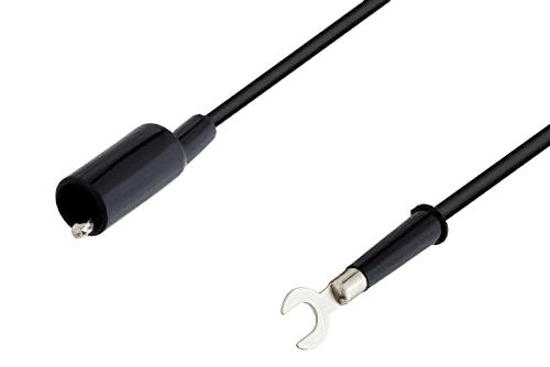Alligator Clip to Spade Lug Cable 60 Inch Length Using Black Wire