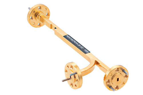 WR-10 導波管 20 dB ブロードウォールカプラ、UG-387/U 円形フランジ、E-プレーン結合ポート、75 GHz 〜 110 GHz、無酸素硬質銅