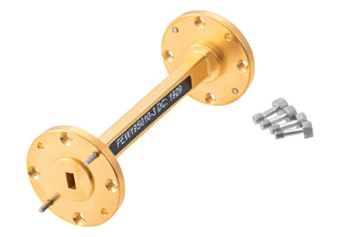 WR-19 計装グレード 直管導波管セクション 3 インチ長、UG-383/U-Mod 円形フランジ、40 GHz 〜 60 GHz