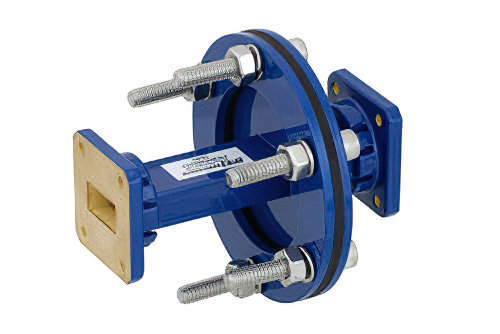 WR-75 導波管バルクヘッドアダプタ 方形 フランジ、10 GHz 〜 15 GHz