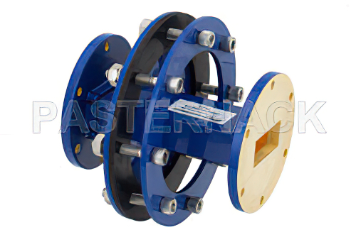 WR-137 導波管バルクヘッドアダプタ UG-344/U 方形 フランジ、5.85 GHz 〜 8.2 GHz