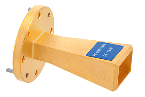 WR-19 導波管ゲインホーンアンテナ、40 GHz 〜 60 GHz 、公称 15 dBi ゲイン、UG-383/U-Mod 円形フランジ