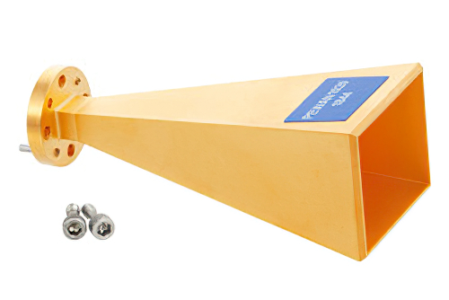 WR-10 導波管ゲインホーンアンテナ、75 GHz 〜 110 GHz 、公称 25 dBi ゲイン、UG-387/U-Mod 円形フランジ