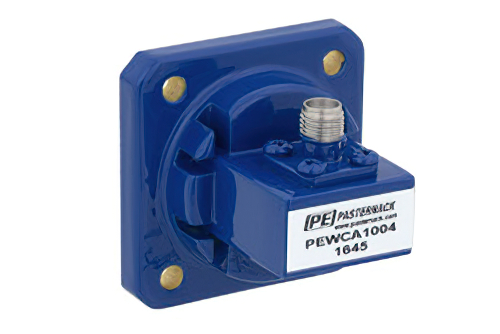 WR-75、スクエアカバーフランジ、SMA メス、導波管 〜 同軸アダプタ、10 GHz 〜 15 GHz、M 周波帯