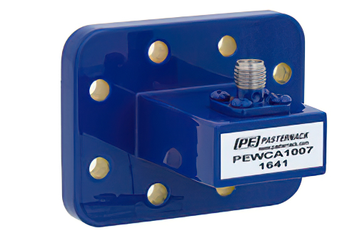 WR-90、CPR-90G、溝付きフランジ、SMA メス、導波管 〜 同軸アダプタ、8.2 GHz 〜 12.4 GHz、X 周波帯