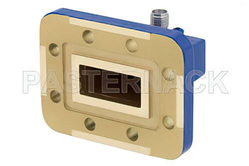 WR-90、CPR-90G、溝付きフランジ、SMA メス、導波管 〜 同軸アダプタ、8.2 GHz 〜 12.4 GHz、X 周波帯