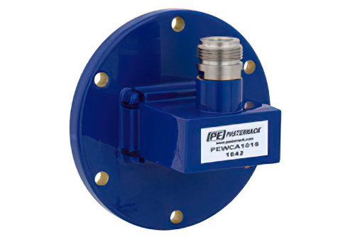 WR-137、UG-344/U、ラウンドカバーフランジ、N メス、導波管 〜 同軸アダプタ、5.85 GHz 〜 8.2 GHz、C 周波帯