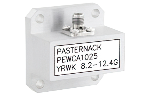 WR-90、UG-135/U、スクエアカバーフランジ、SMA メス、導波管 〜 同軸アダプタ、8.2 GHz 〜 12.4 GHz、X 周波帯