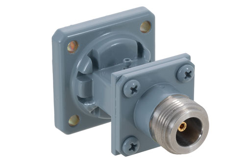 WR-42、UG-597/U、スクエアカバーフランジ、エンドランチ 2.92mm メス、導波管 〜 同軸アダプタ、18 GHz 〜 26.5 GHz、K